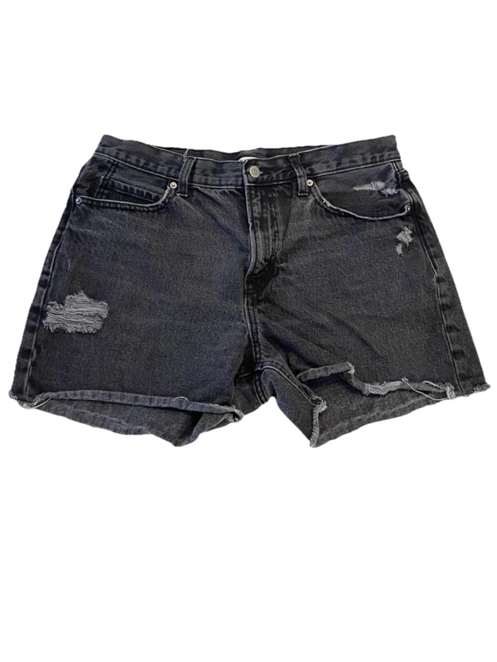 Old Navy High Rise OG Straight Black Cut Off Jean Shorts Women’s 12 Inseam 4"